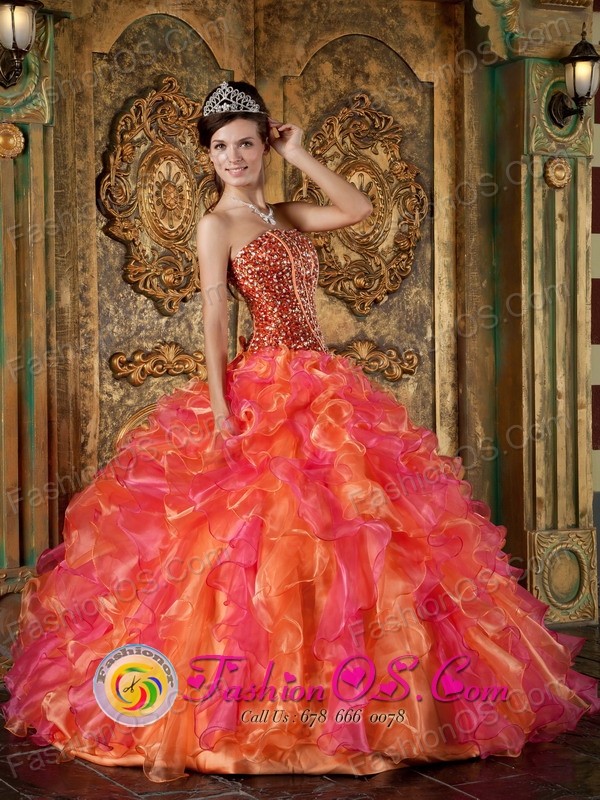 Machala Ecuador Multi Color Sweet Sixteen Dress For Winter Beading