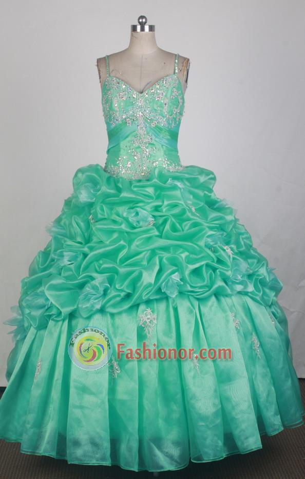 Beautful Ball Gown Straps Floor-length Teal Quinceanera Dress LZ426013