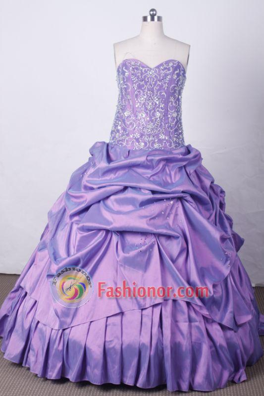 Exclusive Ball Gown Sweetheart Floor-length Lilac Taffeta Beading Quinceanera dress Style FA-L-017
