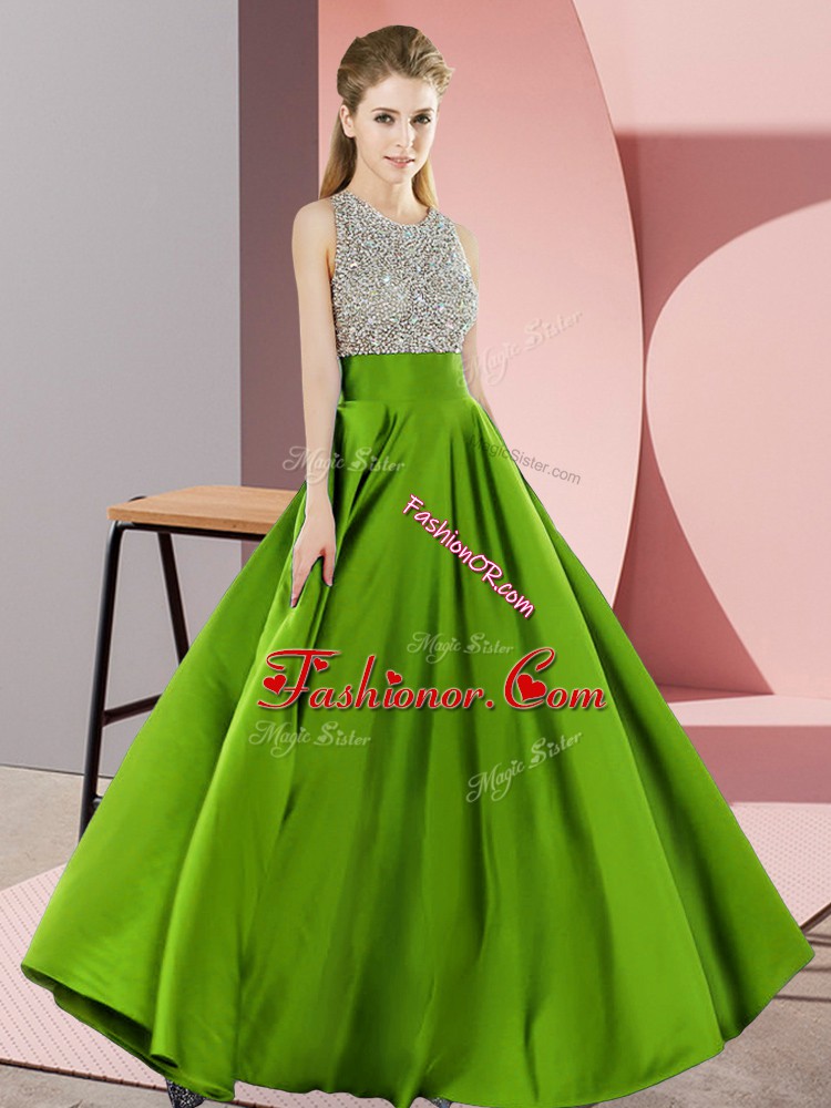 Fashion Beading Prom Evening Gown Backless Sleeveless Floor Length