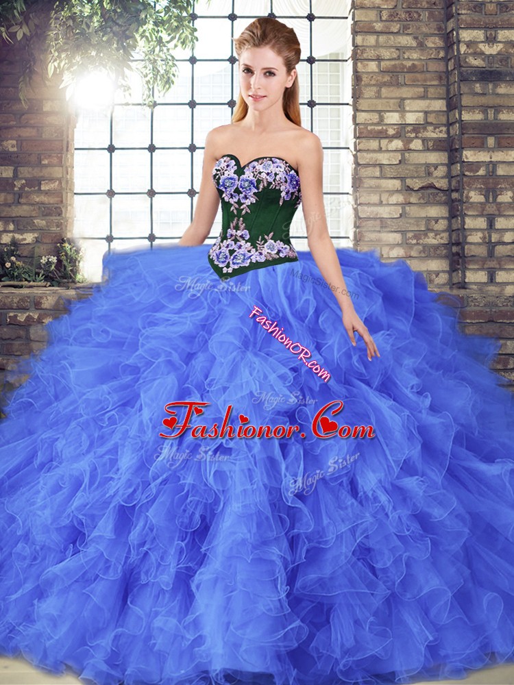 Elegant Sweetheart Sleeveless Tulle Vestidos de Quinceanera Beading and Embroidery Lace Up