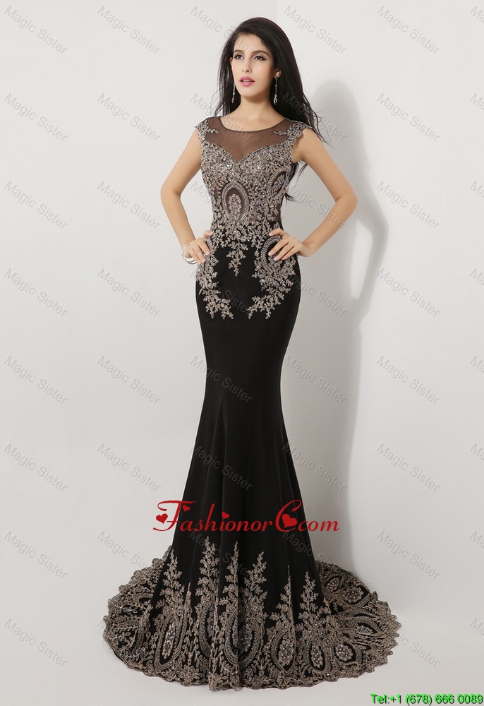 Gorgeous Mermaid Appliques and Beaded Prom Dresses in Black DBEE070FOR