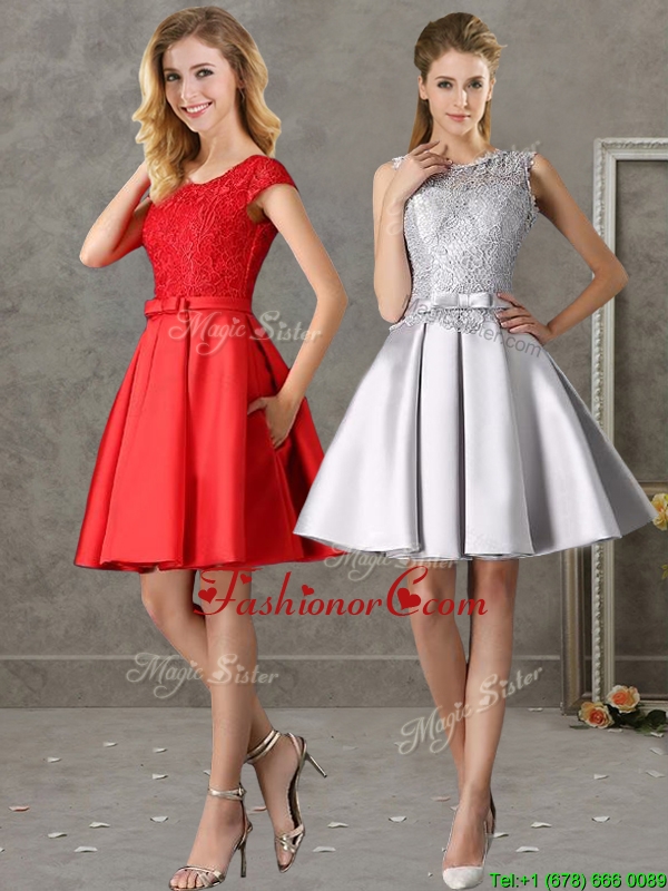 Popular Scoop Cap Sleeves Prom Dress with Bowknot and Lace BMT0132FOR