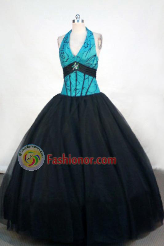 Romantic Ball Gown Halter Top Floor-length Black Quinceanera dress Style FA-L-383