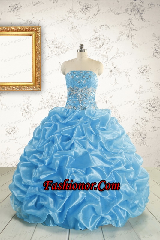 2015 Elegant Strapless Beading Quinceanera Dresses in Baby Blue FNAO5820FOR