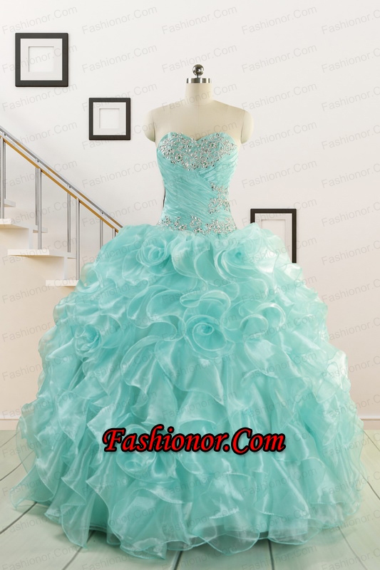 Apple Green Quinceanera Dresses with Beading for 2015 FNAO5751FOR