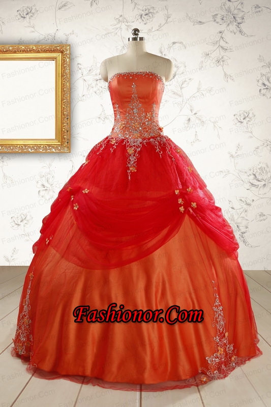Beautiful Strapless Sweet 16 Dresses with Appliques FNAO525FOR