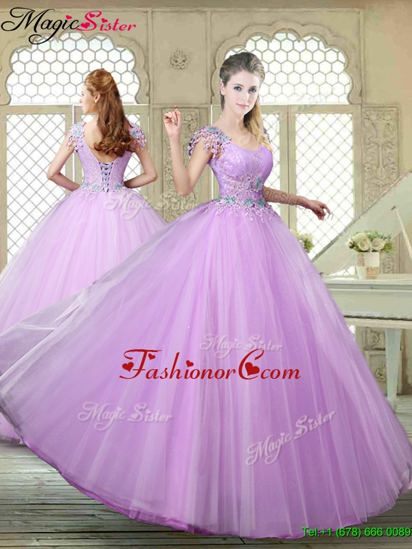 Fall Perfect Ball Gown Scoop Quinceanera Gowns with Appliques YCQD028FOR