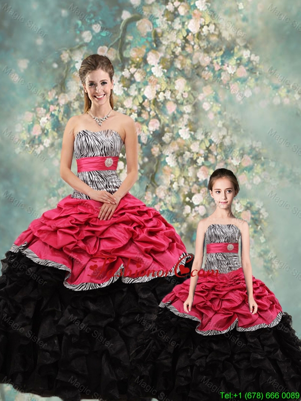 2016 Spring Perfect Strapless Zebra Matching Sister  Dresses in Multi Color QDZY434-2FX-LGFOR