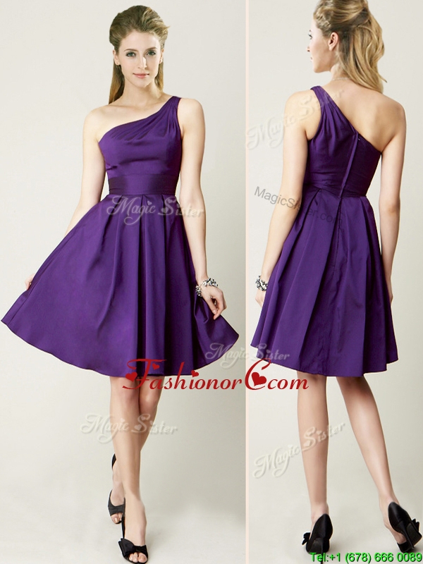 2016 Beautiful One Shoulder Purple Short Prom Dress for Summer BMT0142AFOR