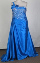Affordable Empire One Shoulder Floor-length Sky Blue Prom Dress LHJ42827