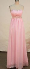 Beautiful Empire Strapless Floor-length Chiffon Pink Prom Dresses Appliques with Beading Style FA-Z-00153