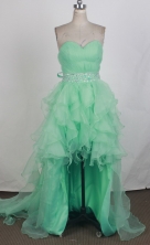 Elegant A-line Sweetheart Knee-length High-low Turquoise Prom Dress LHJ42862