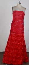 Elegant Column Strapless Floor-length Red Prom Dress LHJ42825