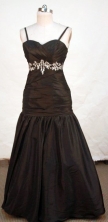 Elegant Mermaid Strap Floor-length Brown Beading Prom Dresses Style FA-C-212 