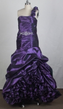 Gorgeous A-line One Shoulder Floor-length Eggplant Purple Prom Dress LHJ42879