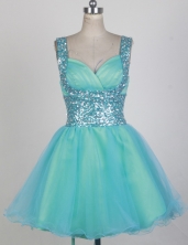 Perfect Short Straps Mini-length  Aqua Prom Dress LHJ42842