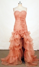 Popular High-low Sweetheart-neck Floor-length Orange Beading Prom Dresses Style FA-C-146