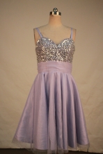 Popular empire straps sweetheart-neck mini-length beading lilac short prom dresses FA-X-127