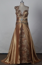 Sexy Empire One Shoulder Floor-length Gold Prom Dress LHJ42815