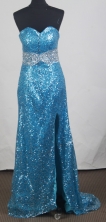 Sexy Empire Sweetheart Brush Teal Prom Dress LHJ42858