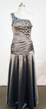 Simple Column One-shoulder neck Floor-length Beading Prom Dresses Style FA-C-151