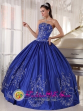 2013 Buenos Aires Argentina Blue Quinceanera Dress With Embroidery Ball Gown for Formal Evening Style PDZY418FOR 
