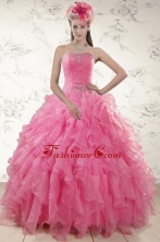 2015 Ball Gown Organza Quinceanera Dresses with Beading and Ruffles XFNAO724FOR