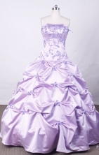 Affordable Ball Gown Strapless FLoor-Length Lilac Vintage Quinceanera Dresses L42416