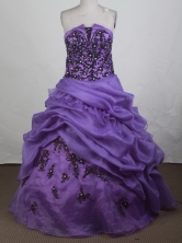 Beautiful Ball Gown Strapless Floor-length Purple Vintage Quinceanera Dress Y0426018