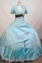 Beautiful Ball Gown Sweetheart Neck Floor-length Taffeta Aqua Blue Quinceanera Dresses Style   FA-W-007