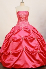 Cheap Ball Gown Strapless Floor-length Taffeta Hot Pink Quinceanera Dresses Style FA-W-168