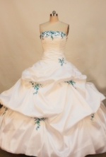 Cheap Ball gown Strapless Floor-length Taffeta White Quinceanera Dresses Style FA-W-137