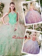 Classical Appliques and Ruffles Quinceanera  Dresses in Multi Color SJQDDT225002-3FOR