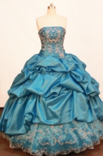 Discount Ball gown Strapless Floor-length Taffeta Blue Quinceanera Dresses Style FA-W-179
