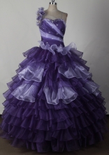 Elegant Ball Gown One Shoulder Neck Floor-length Vintage Quinceanera Dress LJ2641