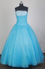 Elegant Ball Gown Strapless Floor-length Baby Blue Vintage Quinceanera Dress LZ426027