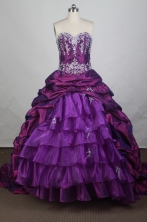Elegant Ball Gown Sweetheart Neck Floor-length Purple Vintage Quinceanera Dress LZ426