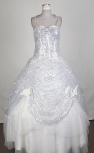 Exclusive Ball Gown Strapa Floor-length White Vintage Quincenera Dresses TD260055