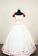 Exquisite Ball Gown Strap Floor-length Satin Ivory Quinceanera Dresses Style FA-W-016