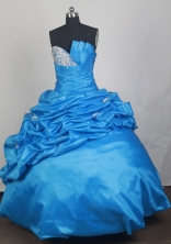 Exquisite Ball Gown Strapless Floor-length Baby Blue Vintage Quinceanera Dress LZ426038