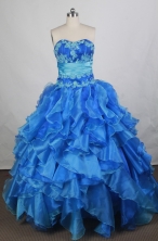 Exquisite Ball Gown Sweetheart Floor-length Blu Vintage Quinceanera Dress Y042664
