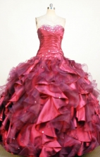Exquisite Ball Gown Sweetheart Floor-length Red Organza Quinceanera dress Style FA-L-412