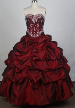 Exquisite Ball Gown Sweetheart Neck Floor-length Burgundy Vintage Quinceanera Dress LZ426077