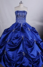 Exquisite Ball gown Strapless Floor-Length Embroidery Blue Quinceanera Dresses Style FA-Y-98