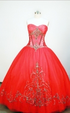 Exquisite Ball gown Strapless Floor-length Red Quinceanera Dresses Style FA-W-091