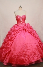 Exquisite Ball gown Strapless Sweep Train Organza Hot pink Quinceanera Dresses Style FA-W-190