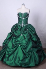Fashionable Ball Gown Strapless FLoor-Length Dark Green Beading Quinceanera Dresses Style FA-S-99
