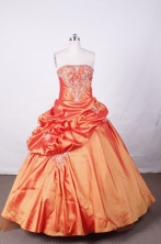 Fashionable Ball Gown Strapless FLoor-Length Orange Quinceanera Dresses Style L42415