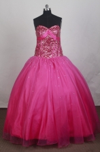 Fashionable Ball Gown Sweetehart Floor-length Hot Pink Vintage Quincenera Dresses TD2600103